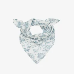Girls Blue Toile de Jouy Print Scarf (65cm)
