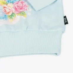 Girls Blue Unicorn Cotton Sweatshirt