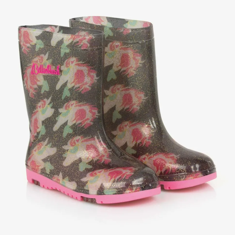Girls Blue Unicorn Rain Boots