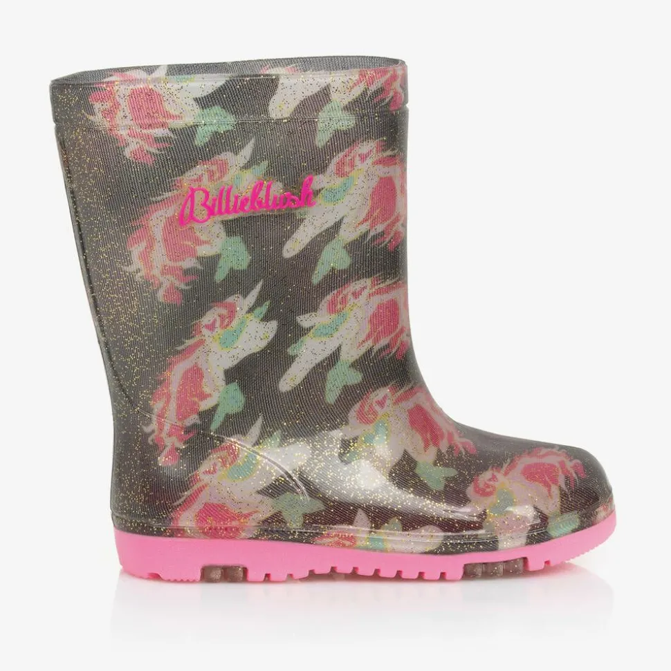 Girls Blue Unicorn Rain Boots
