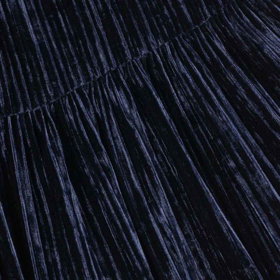 Girls Blue Velour & Lace Dress