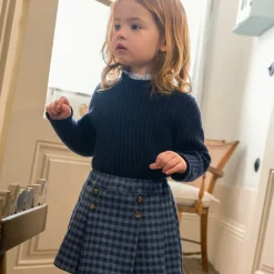 Girls Blue Wool & Cashmere Knit Sweater