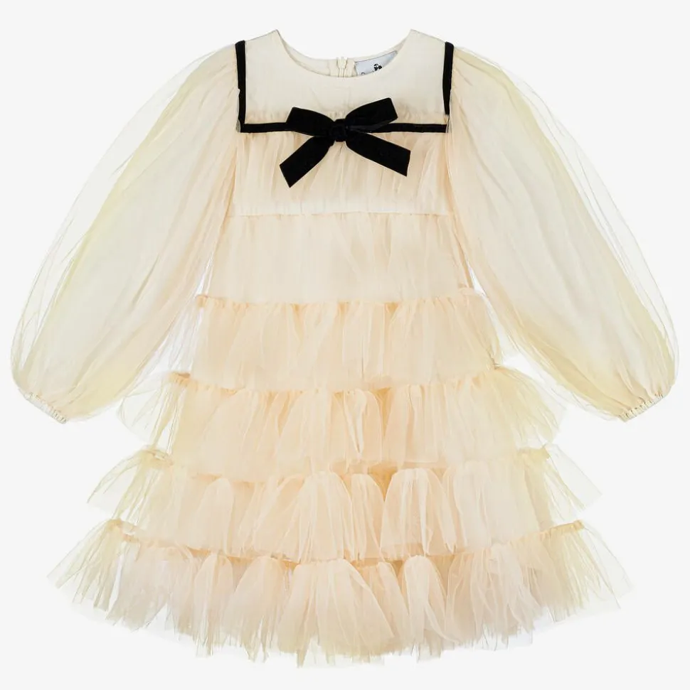 Girls Blush Ivory Tulle Dress