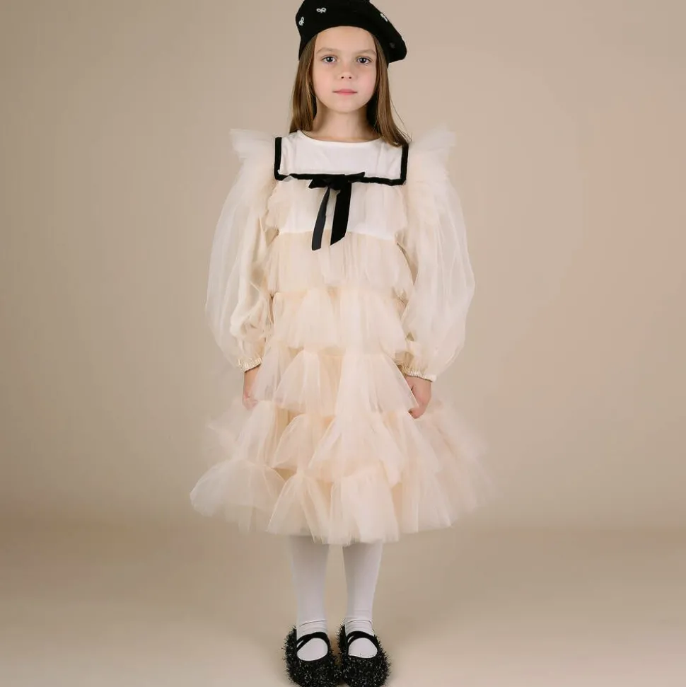 Girls Blush Ivory Tulle Dress