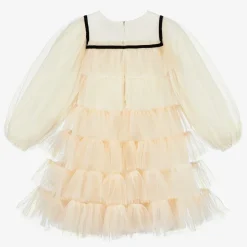 Girls Blush Ivory Tulle Dress