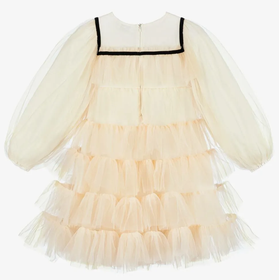 Girls Blush Ivory Tulle Dress
