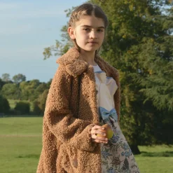 Girls Brown Bouclé Coat