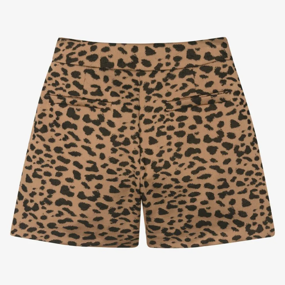 Girls Brown Cheetah Print Shorts