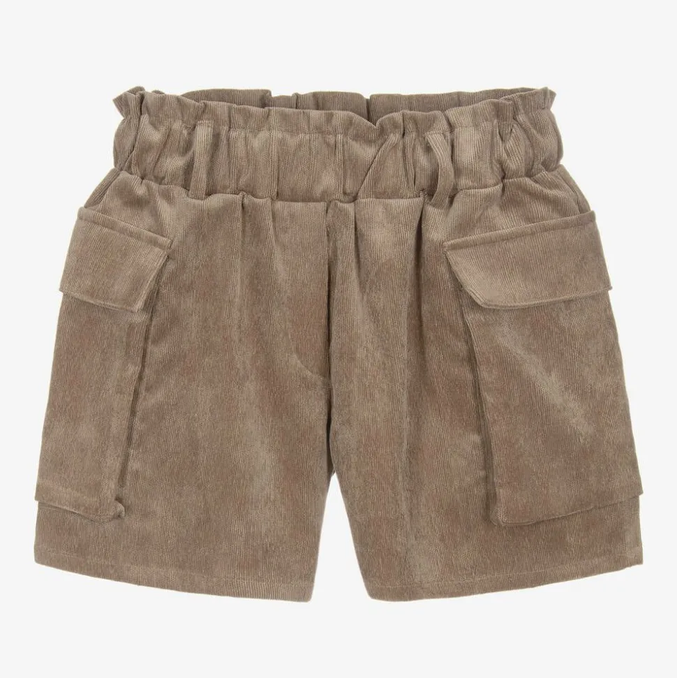 Girls Brown Corduroy Shorts