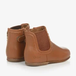 Girls Brown Leather Chelsea Boots