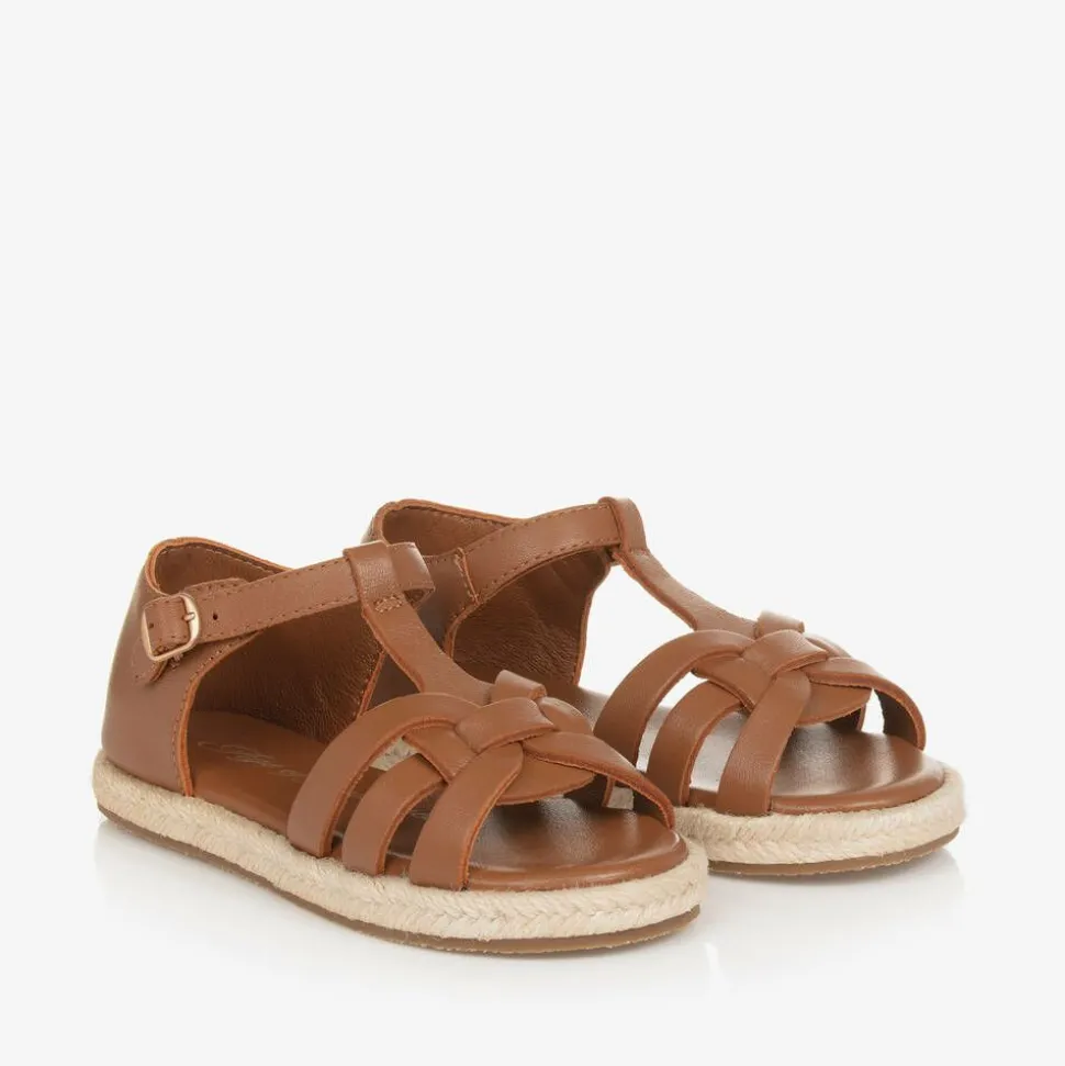 Girls Brown Leather Sandals