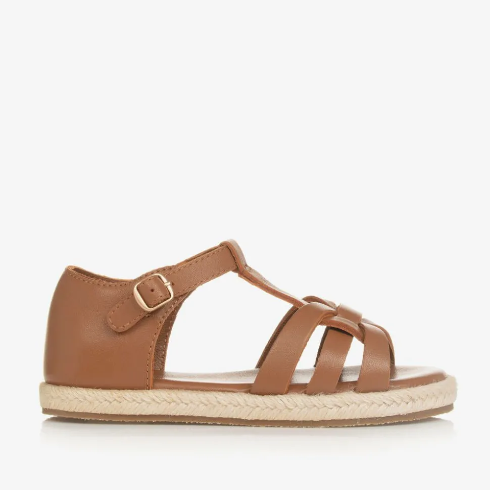 Girls Brown Leather Sandals