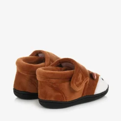 Girls Brown Reindeer Slippers