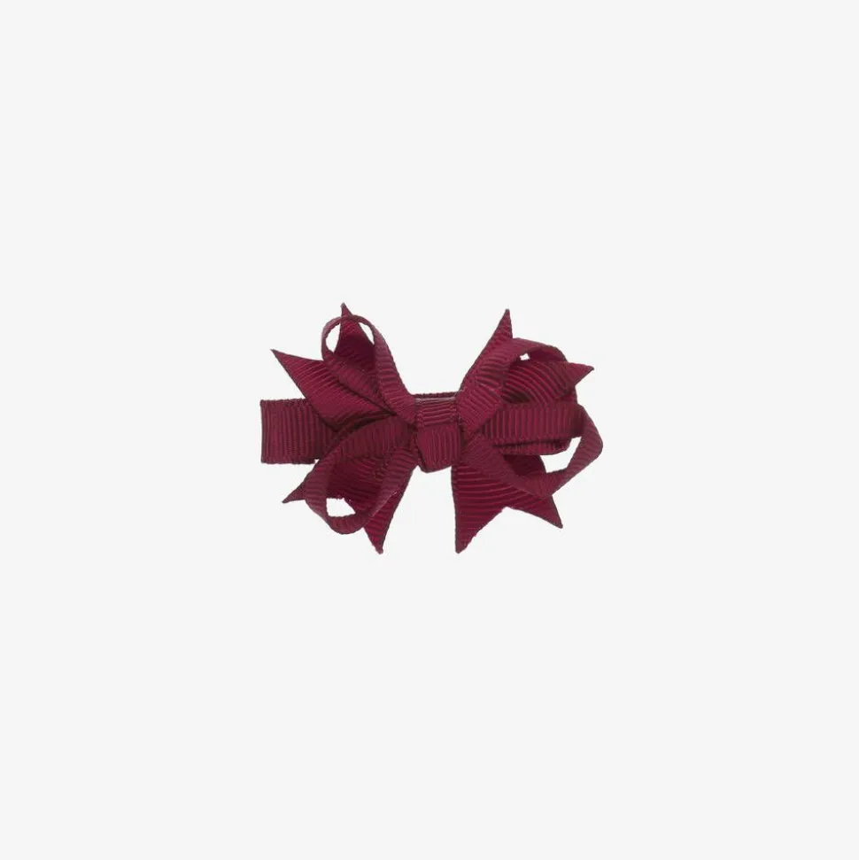 Girls Burgundy Red Bow Hair Clip (4cm)