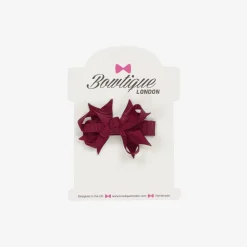 Girls Burgundy Red Bow Hair Clip (4cm)