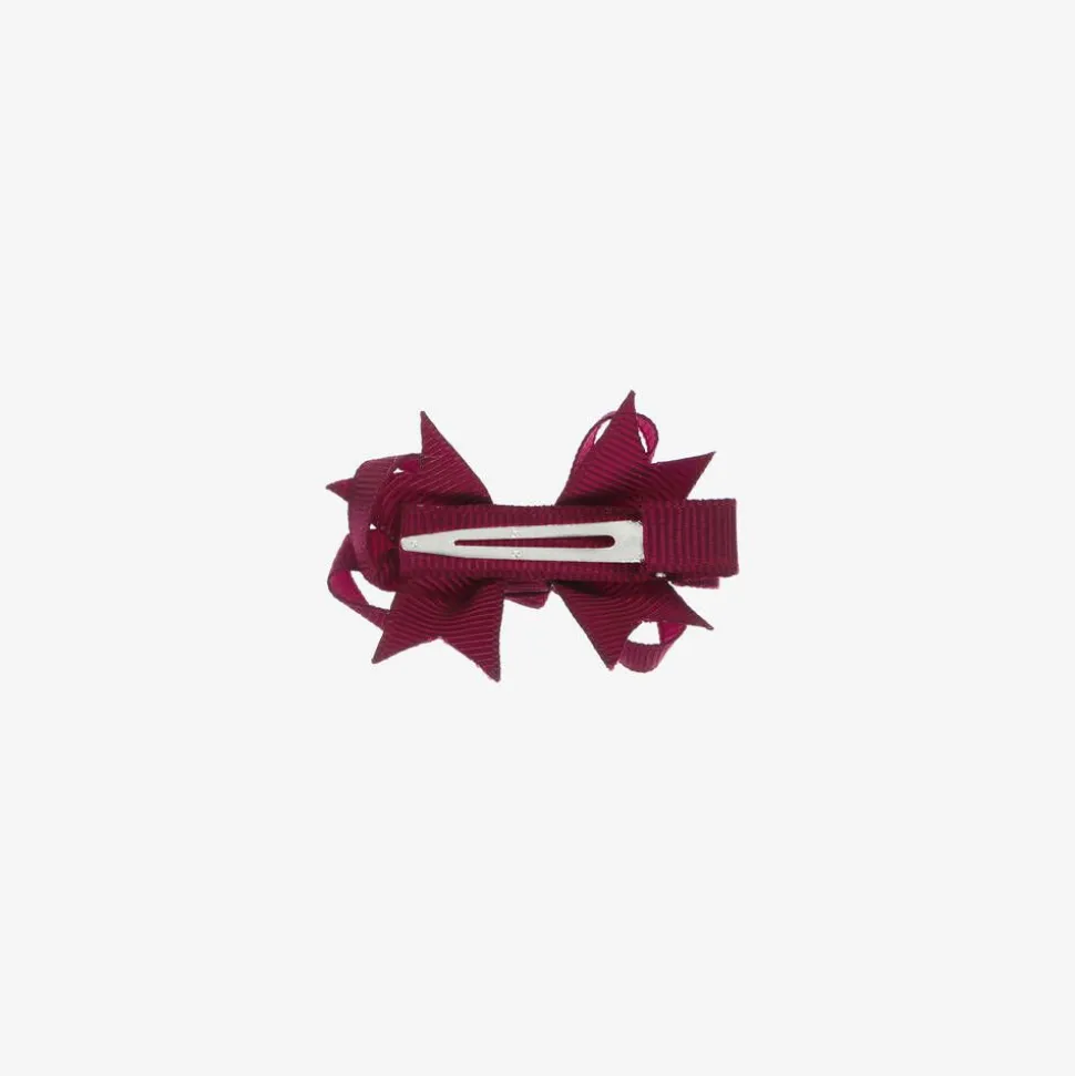 Girls Burgundy Red Bow Hair Clip (4cm)