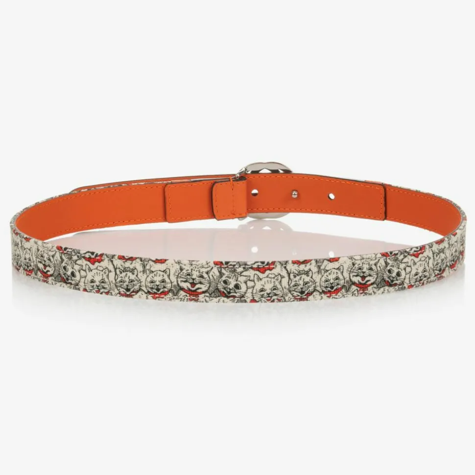Girls Cat Print G Logo Belt