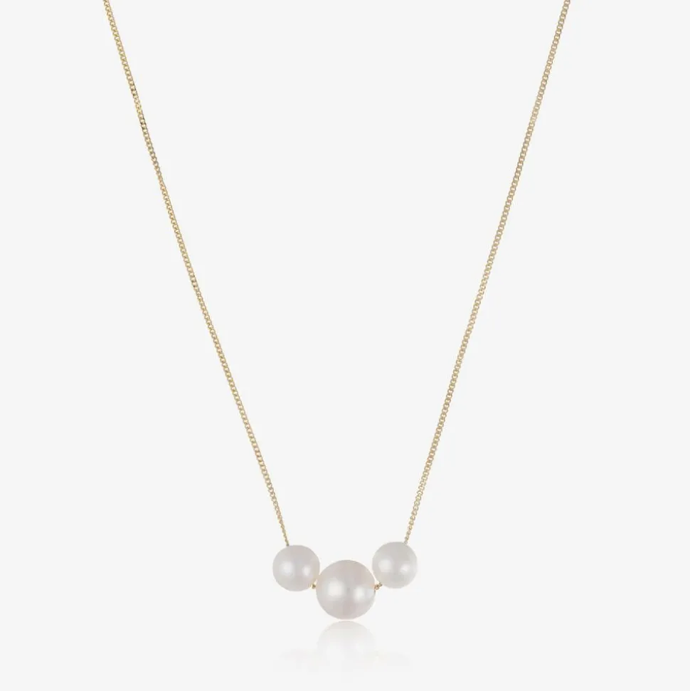 Girls 9ct Gold & Pearl Necklace (36cm)