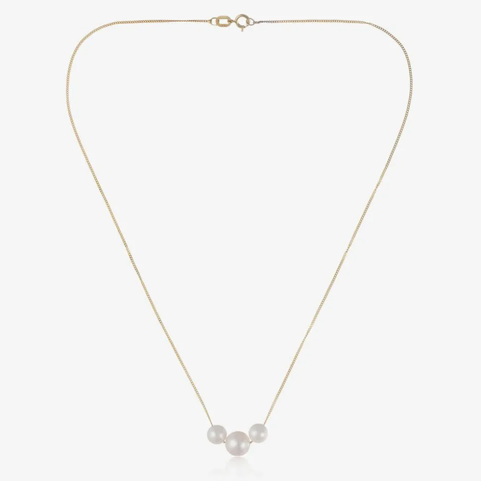 Girls 9ct Gold & Pearl Necklace (36cm)