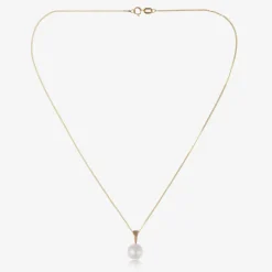 Girls 9ct Gold & Pearl Necklace (36cm)