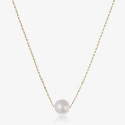 Girls 9ct Gold & Pearl Necklace (36cm)