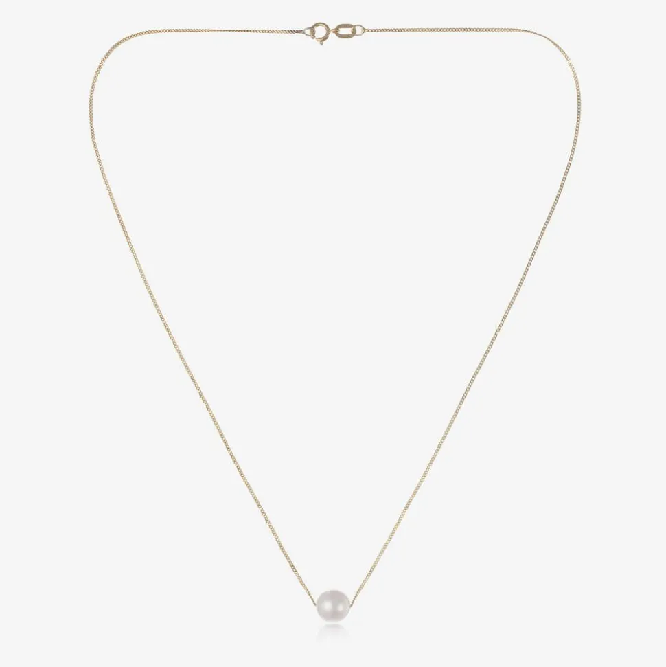 Girls 9ct Gold & Pearl Necklace (36cm)