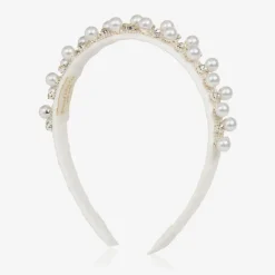 Girls Diamanté & Pearl Ivory Hairband