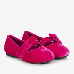Girls Fuchsia Pink Velvet Shoes