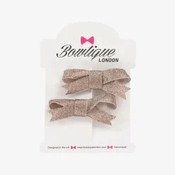Girls Glittery Beige Hair Clips (2 Pack)