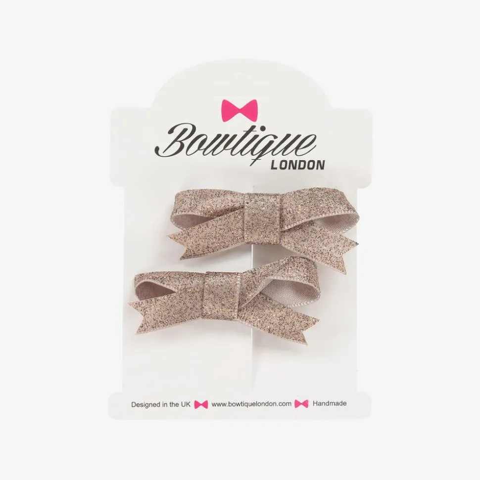 Girls Glittery Beige Hair Clips (2 Pack)