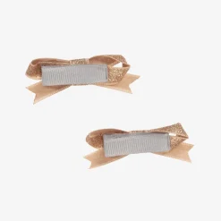 Girls Glittery Gold Hair Clips (2 Pack)