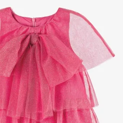 Girls Glittery Pink Tulle Dress
