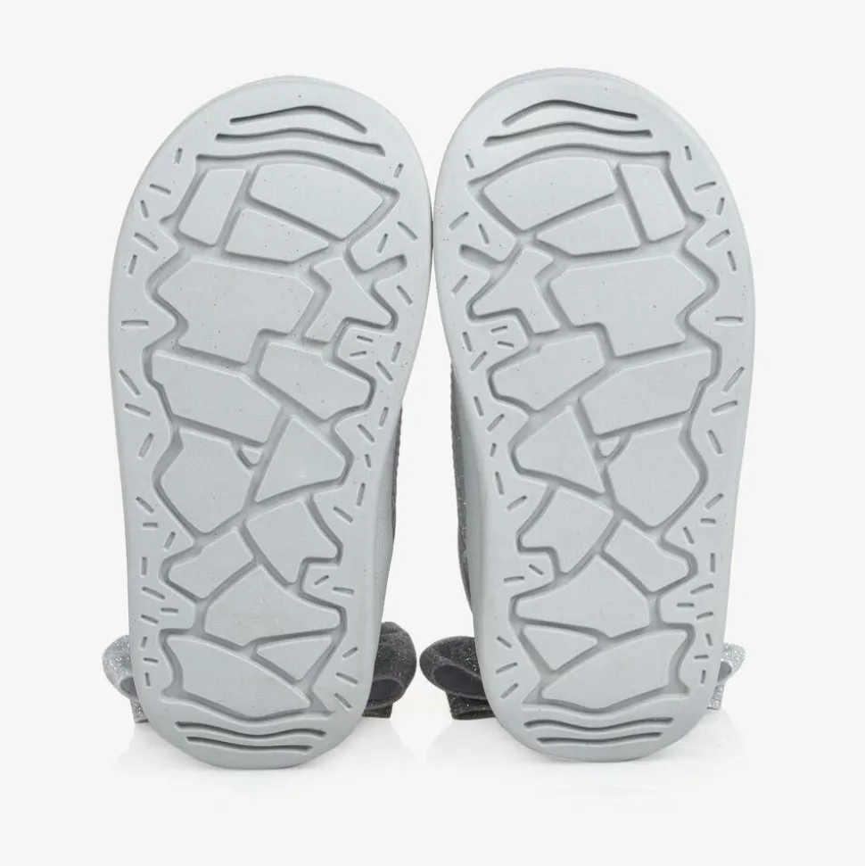Girls Glittery Silver Quilted Boots
