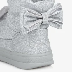 Girls Glittery Silver Quilted Boots