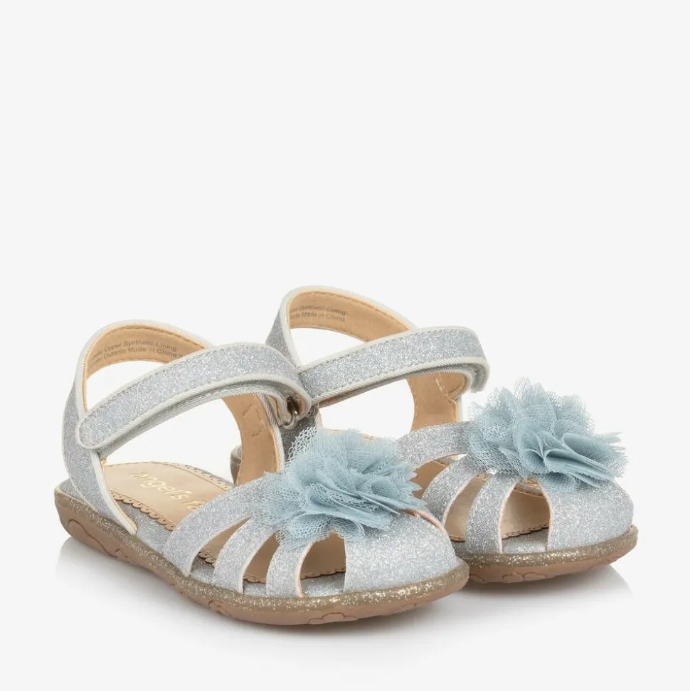 Girls Glittery Silver Sandals