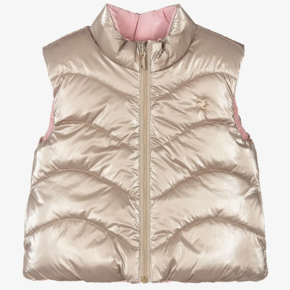 Girls Gold & Pink Reversible Gilet