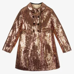 Girls Gold & Pink Sequin Coat