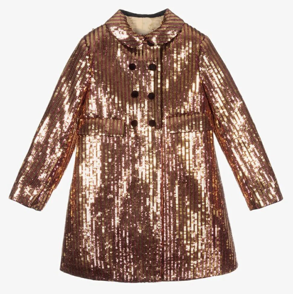 Girls Gold & Pink Sequin Coat