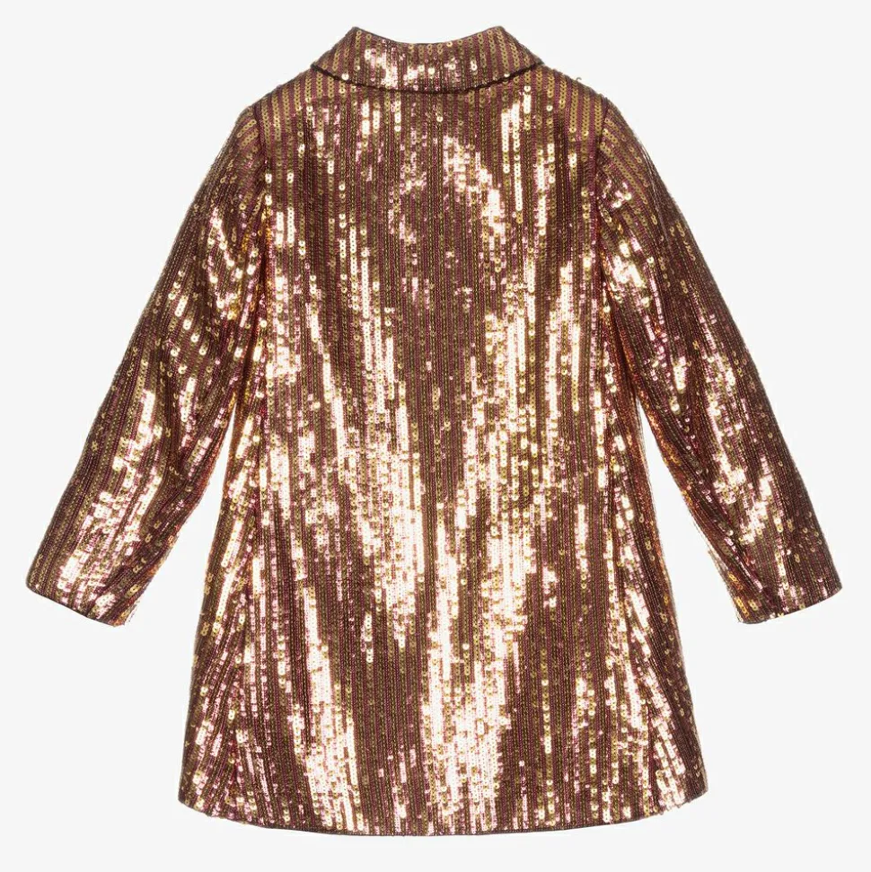 Girls Gold & Pink Sequin Coat