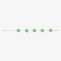 Girls Gold & Blue Flower Bracelet