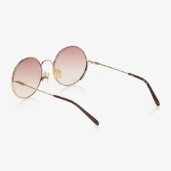 Girls Gold & Brown Round Sunglasses