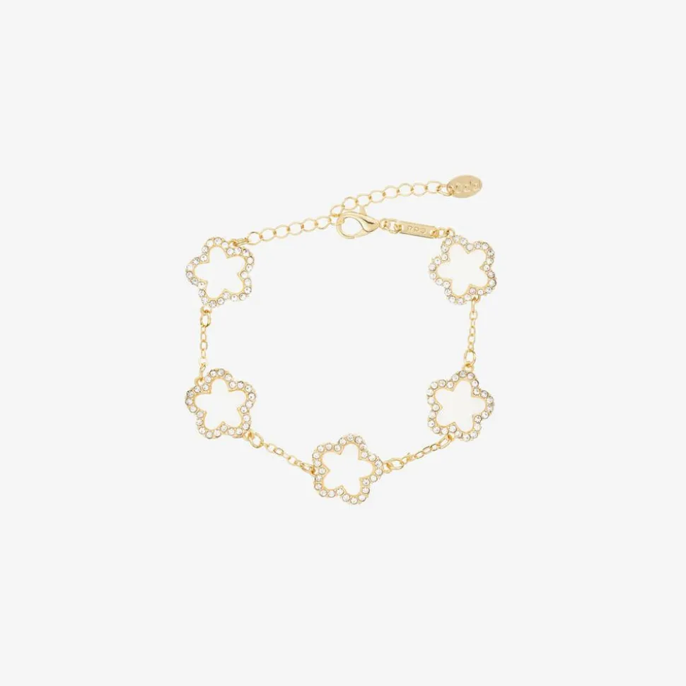 Girls Gold & Ivory Clover Bracelet