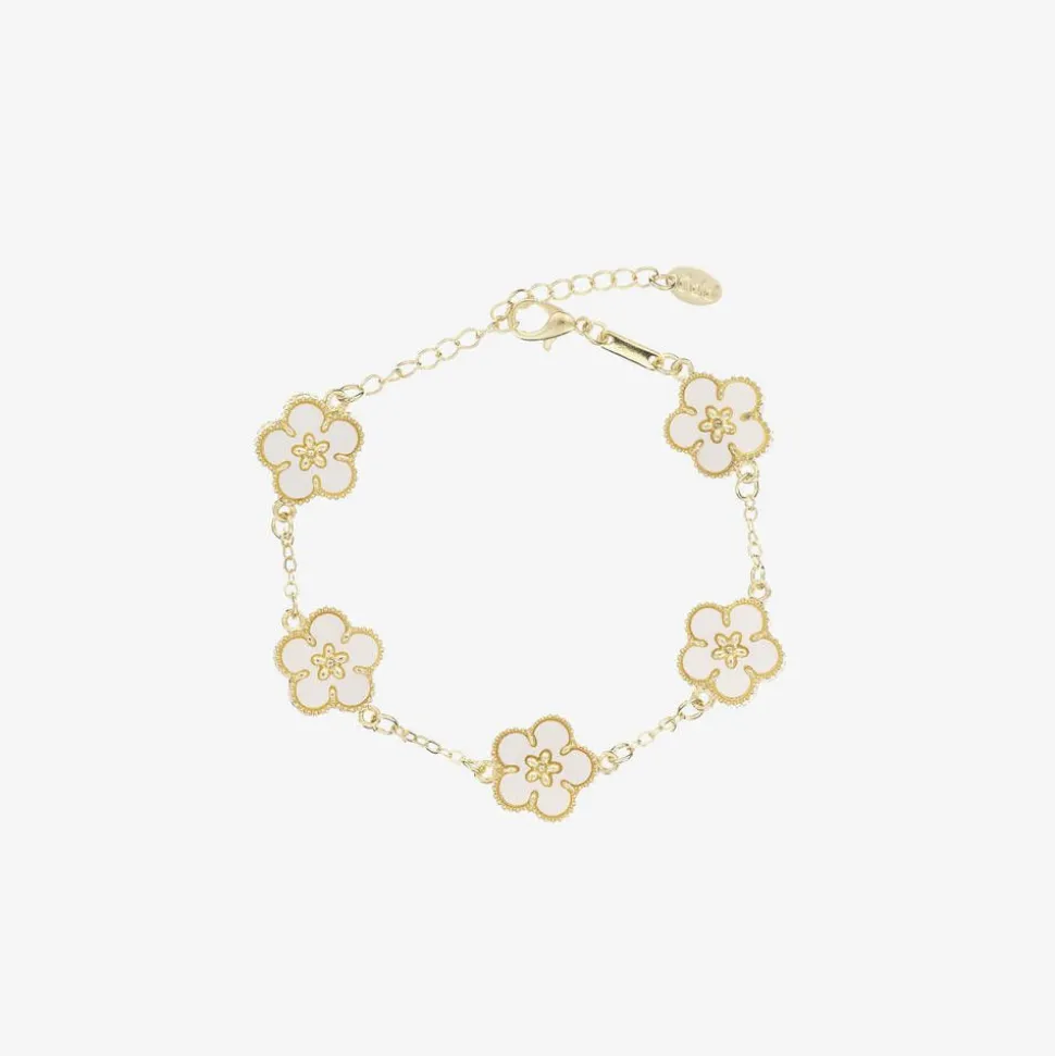 Girls Gold & Ivory Flower Bracelet