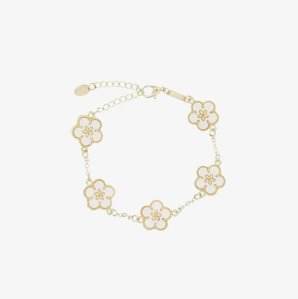 Girls Gold & Ivory Flower Bracelet
