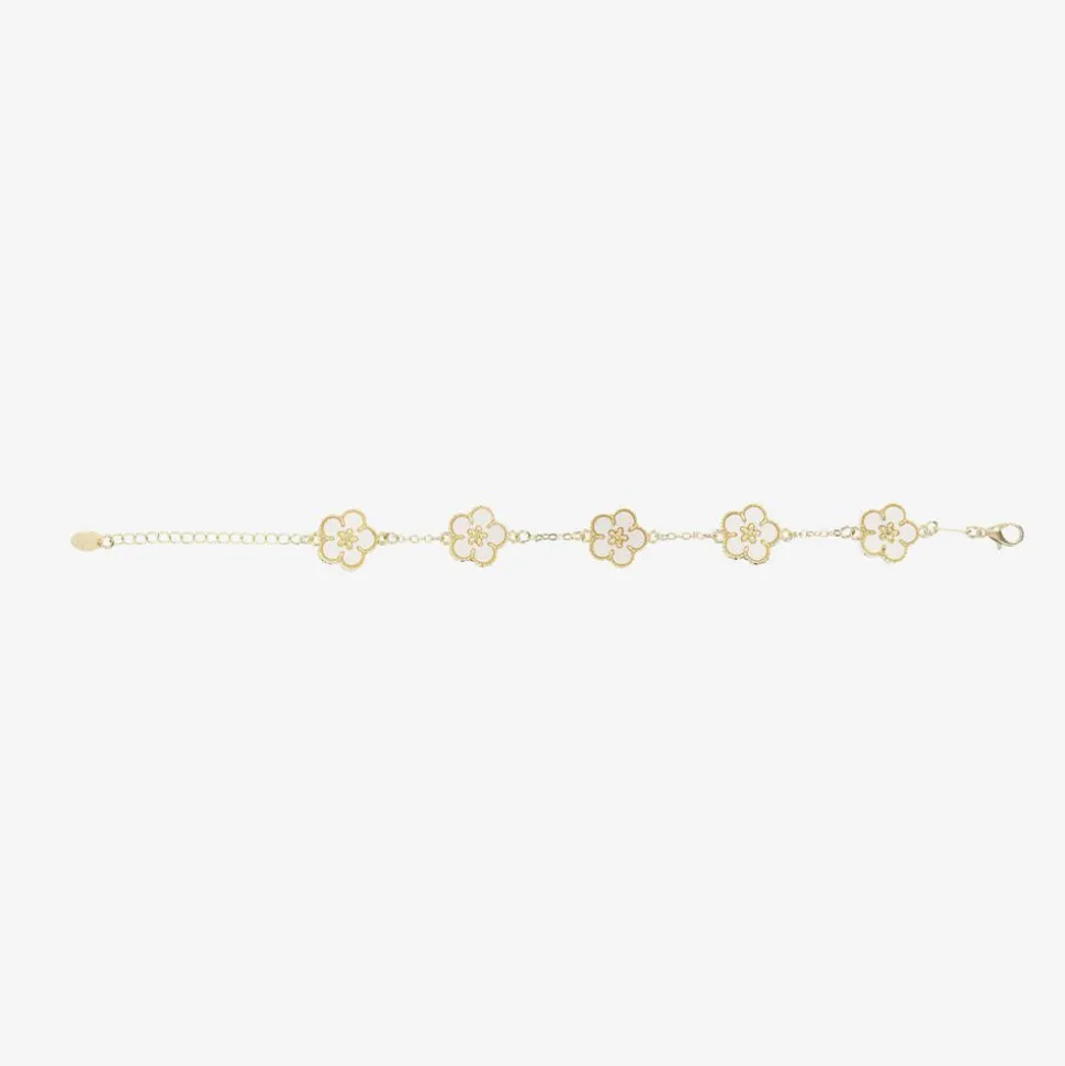 Girls Gold & Ivory Flower Bracelet