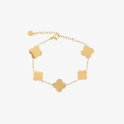 Girls Gold & Pink Clover Bracelet