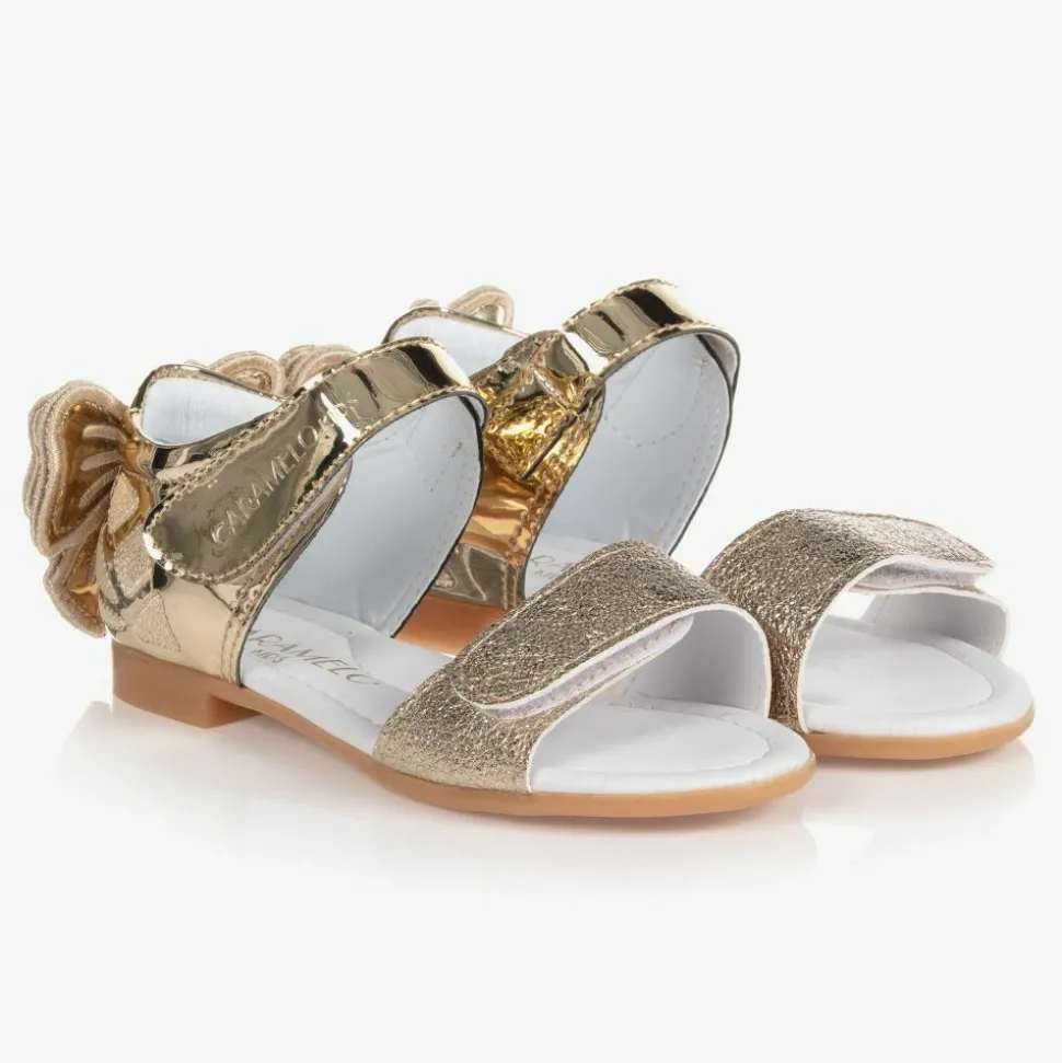 Girls Gold Bow Sandals