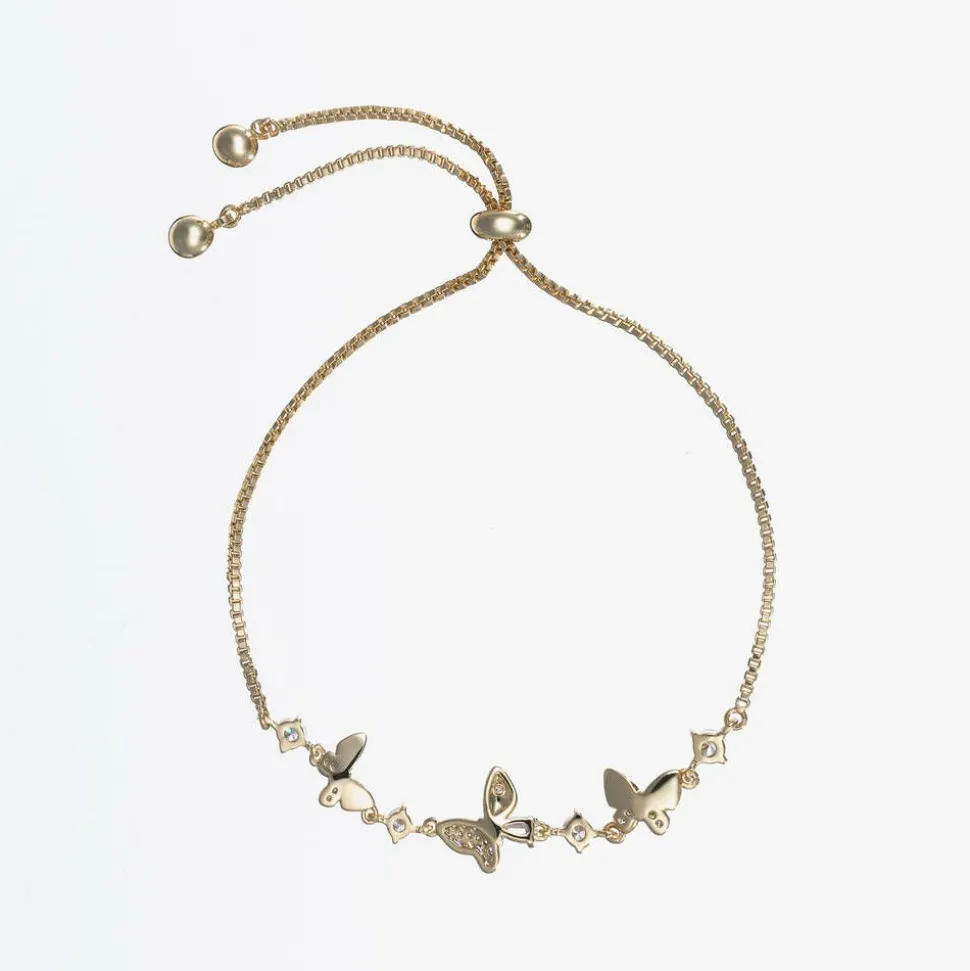 Girls Gold Butterfly Diamanté Bracelet