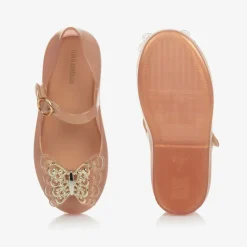 Girls Gold Butterfly Jelly Shoes