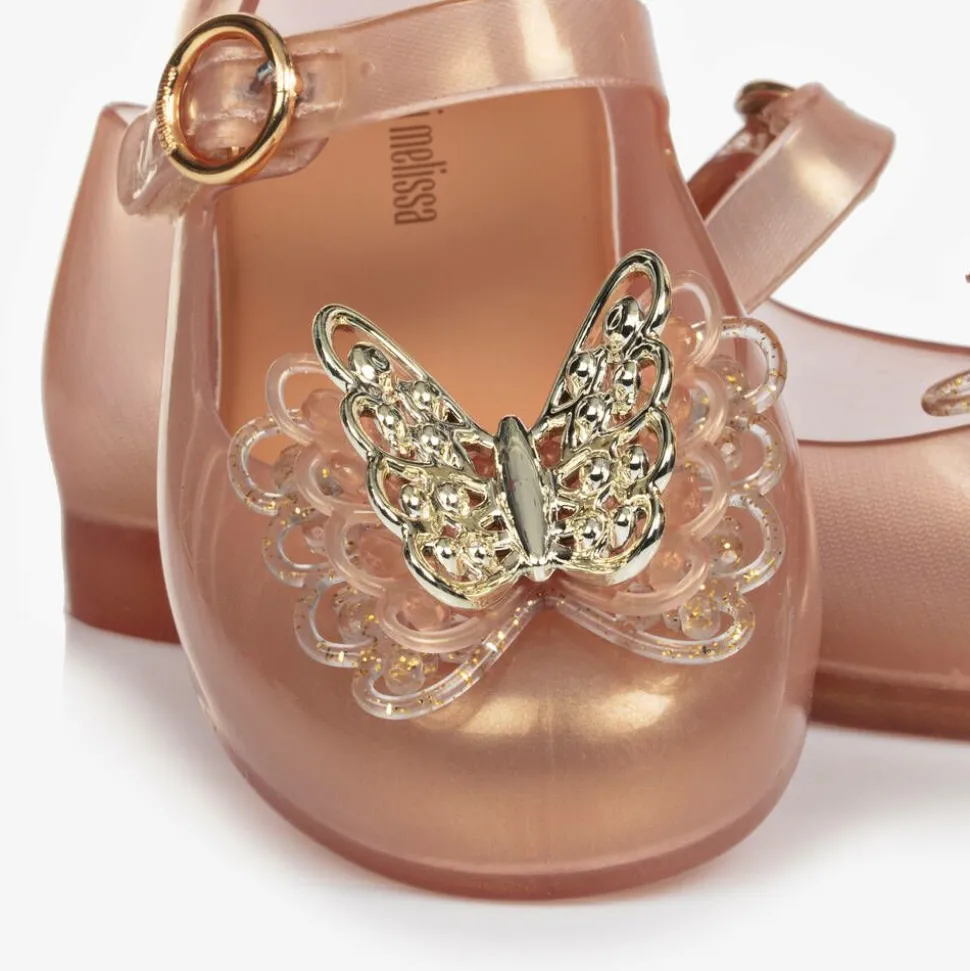 Girls Gold Butterfly Jelly Shoes